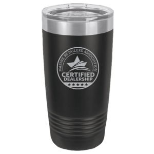 20oz Polar Camel Tumbler in Black with the MRAA Certified Dealership logo laser etched into it