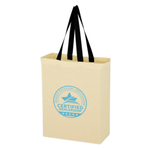 5oz Cotton Tote Bag with black handles and the MRAA Certified Dealership logo on one side