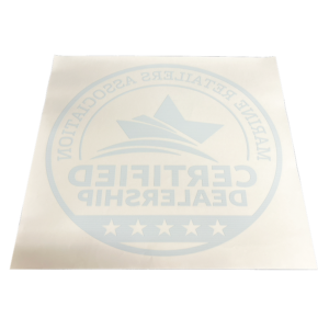 Window cling back view where image looks reversed